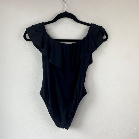 Trina Turk Off the Shoulder One-Piece Swimsuit Black 6 - Picture 10 of 10